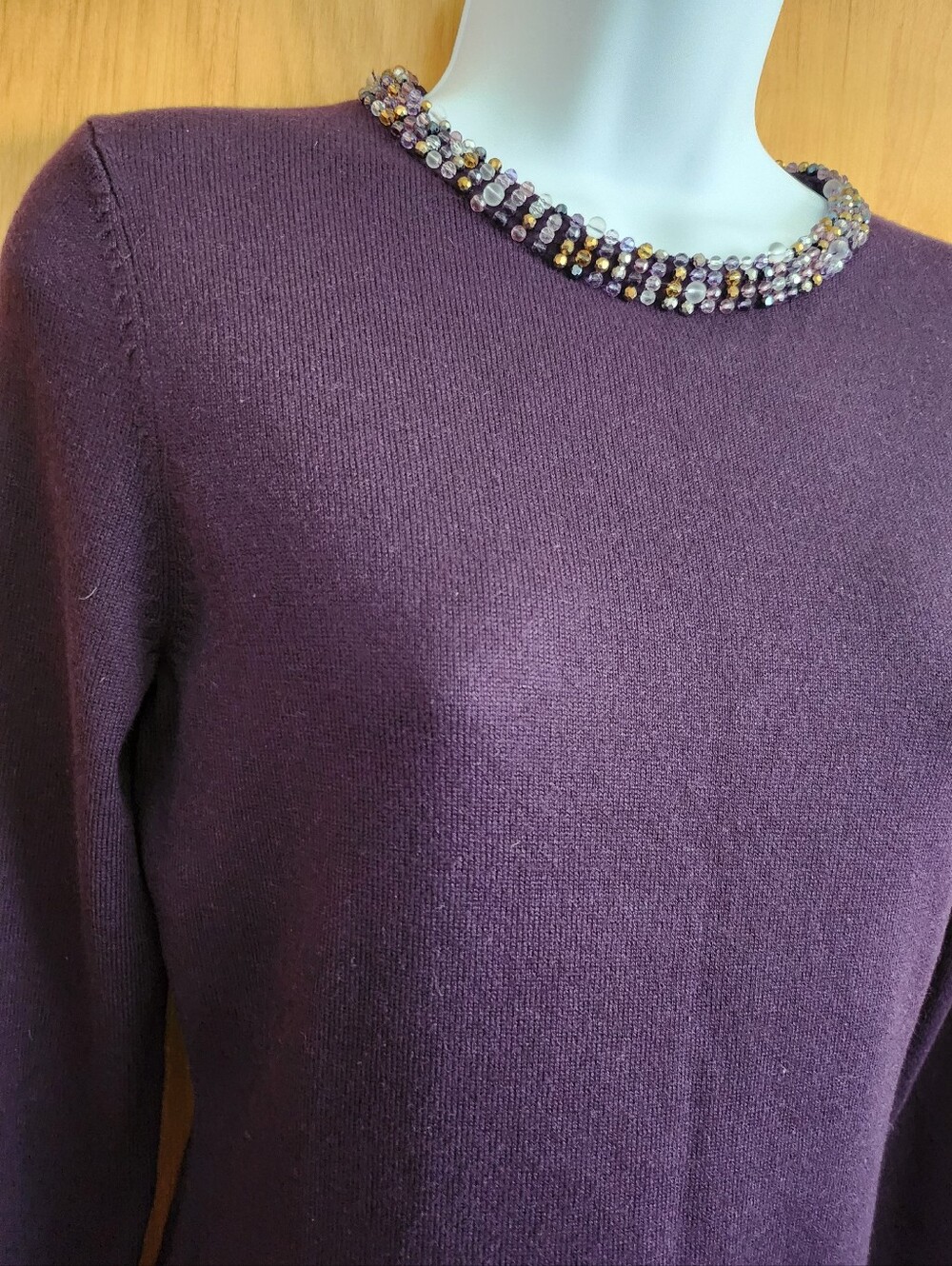 Etcetera Embellished Crewneck Sweater Silk/Cashmere Size S